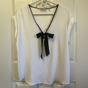 White Blouse with Black Bow